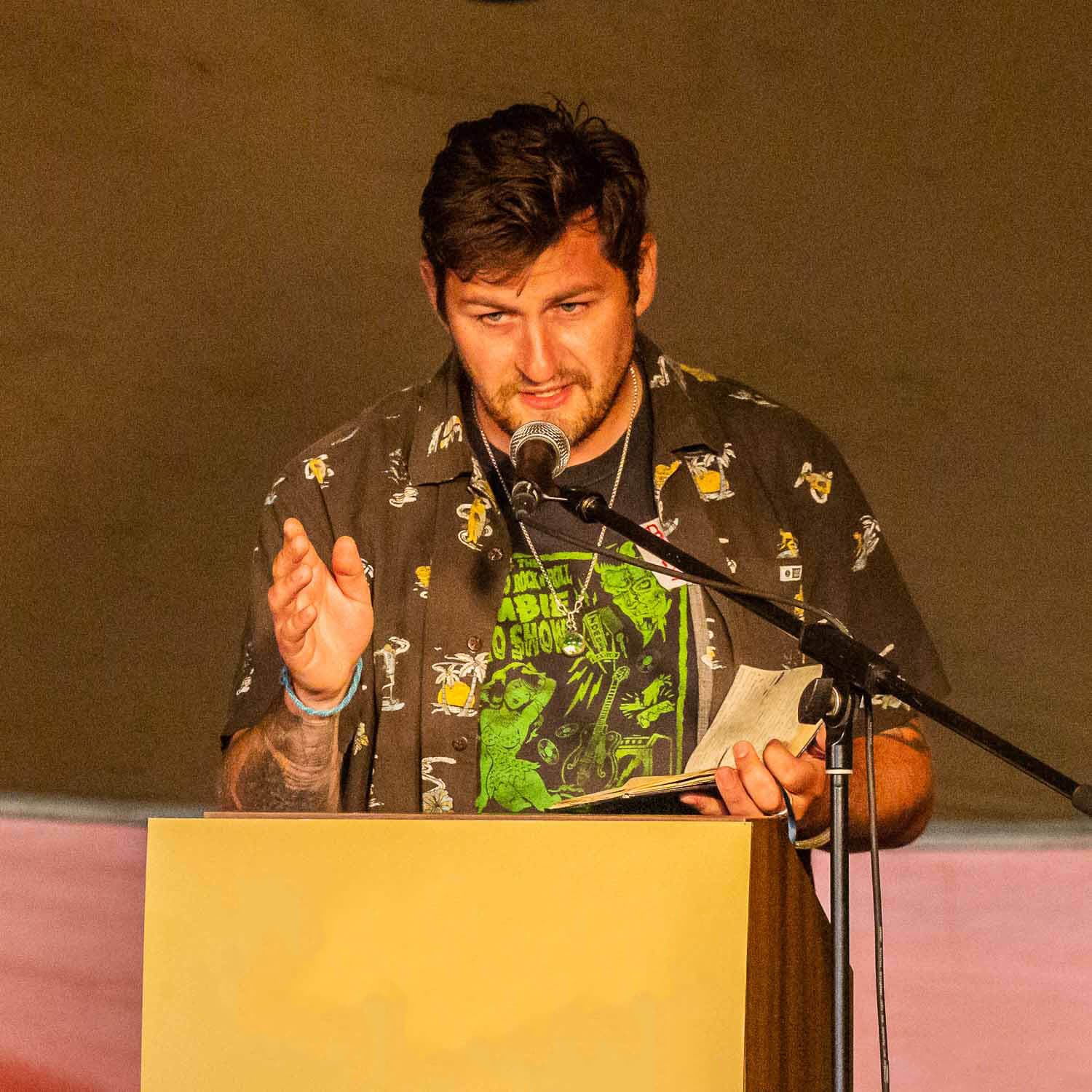 Paul Nilsen-Borrell speaking at an event