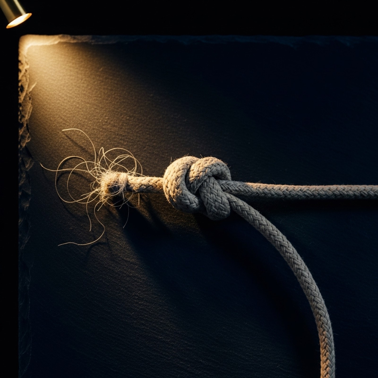 Three interlinked brass rings on navy velvet